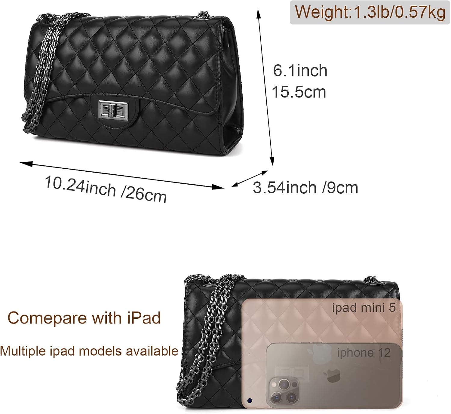 Gladdon Quilted Crossbody Purse for Women Trendy Ladies Shoulder Bag with Chain Designer Purses