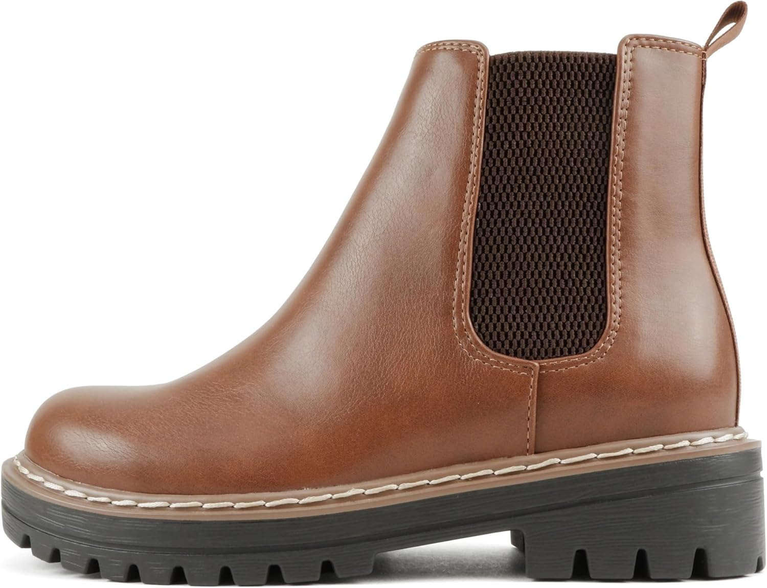 Soda Pilot ~ Women Lug Sole Low Heel Chelsea Fashion Ankle Bootie w/Double Elastic Gore