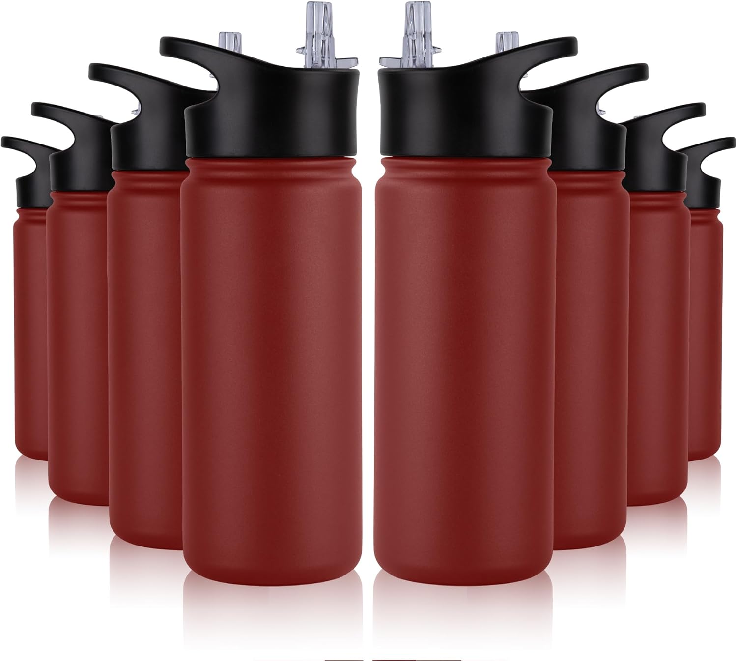 40 oz Insulated Water Bottle with Straw, Stainless Steel Sports Water Bottles with 2 Lids (Straw and Wide Mouth lid), Double Wall Vacuum, Leakproof, BPA-Free, Black