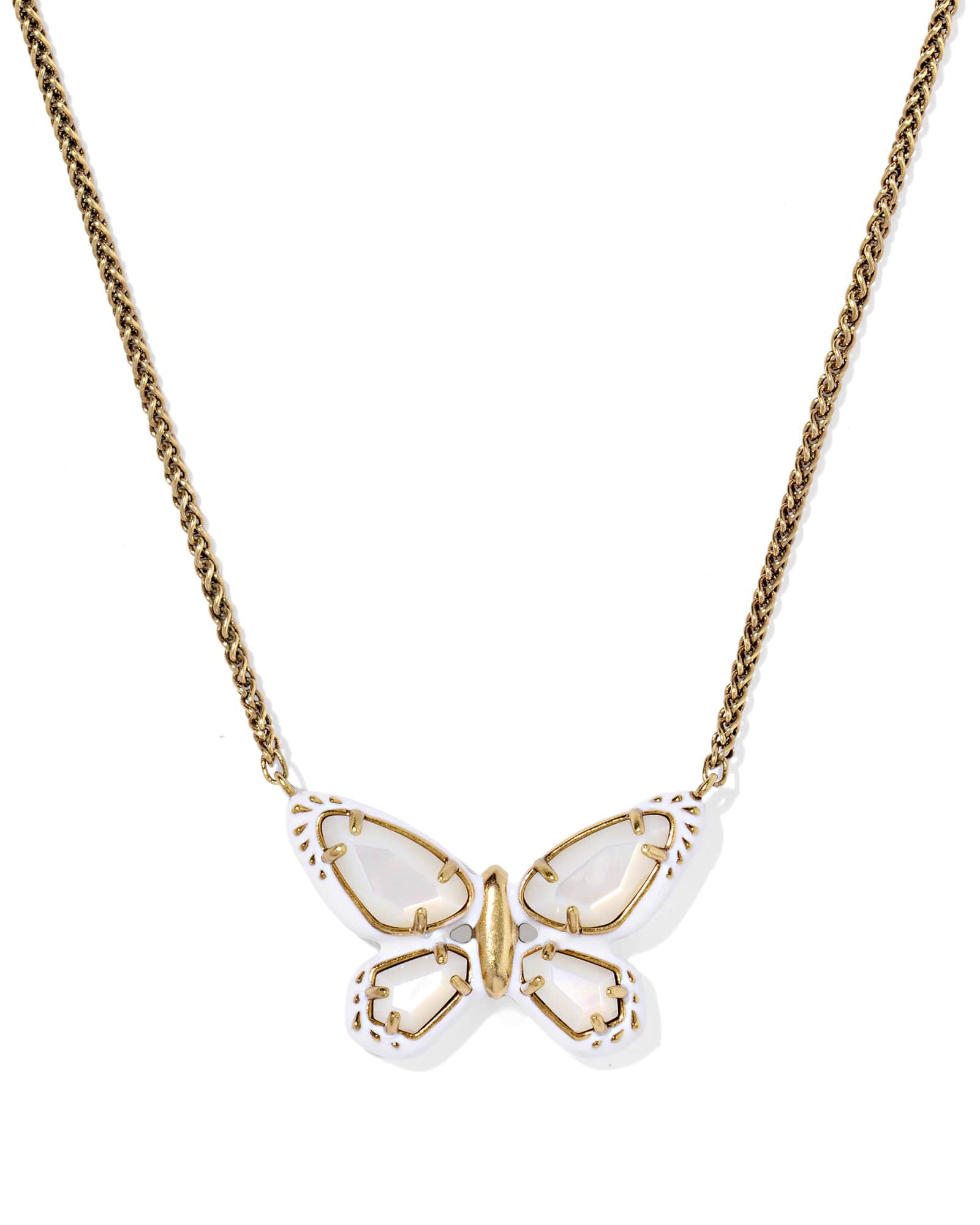Dolly Parton x Kendra Scott Enamel Butterfly Vintage Gold Short Pendant Necklace