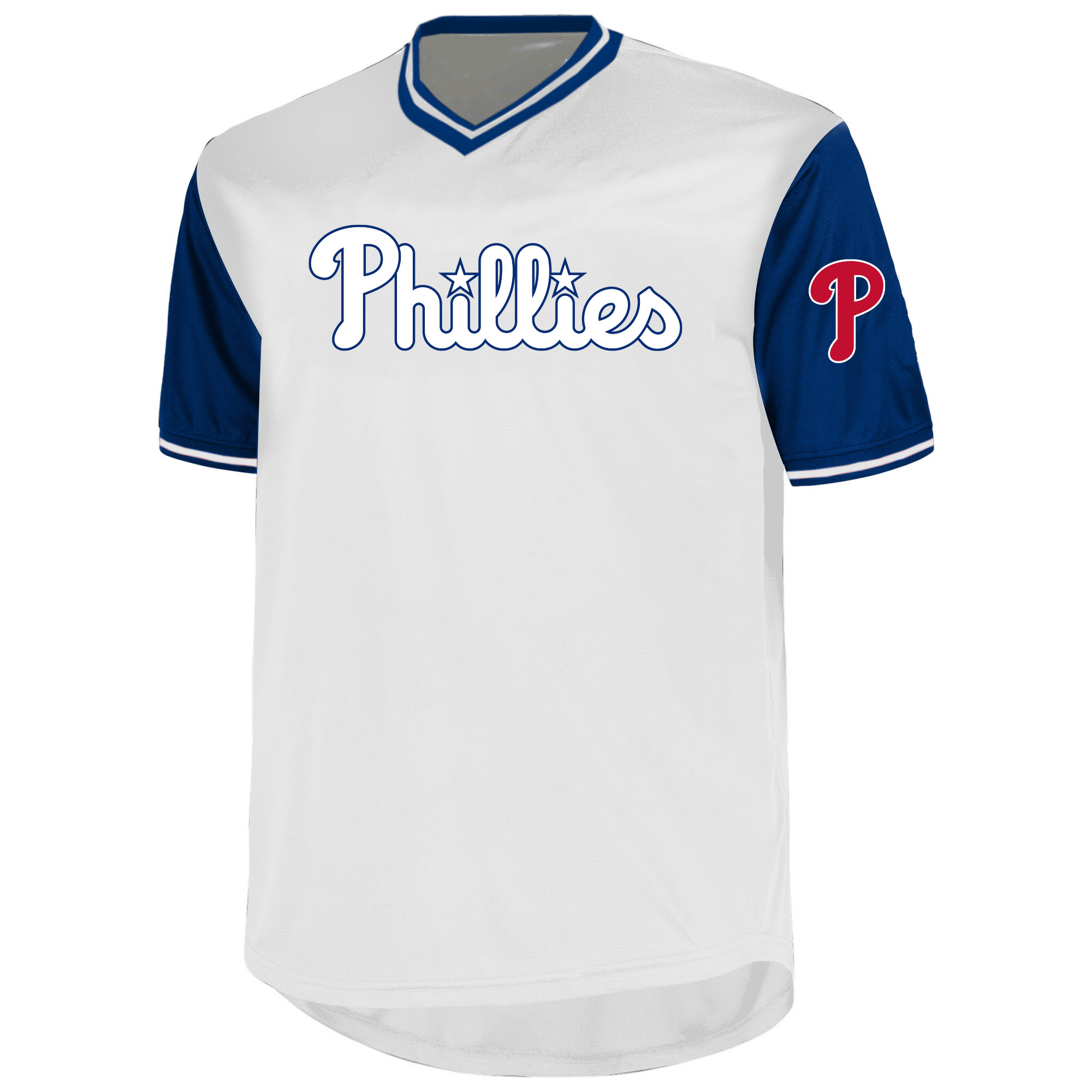 Men's Philadelphia Phillies Bryce Harper Profile White Big & Tall Name & Number Birdeye V-Neck T-Shirt