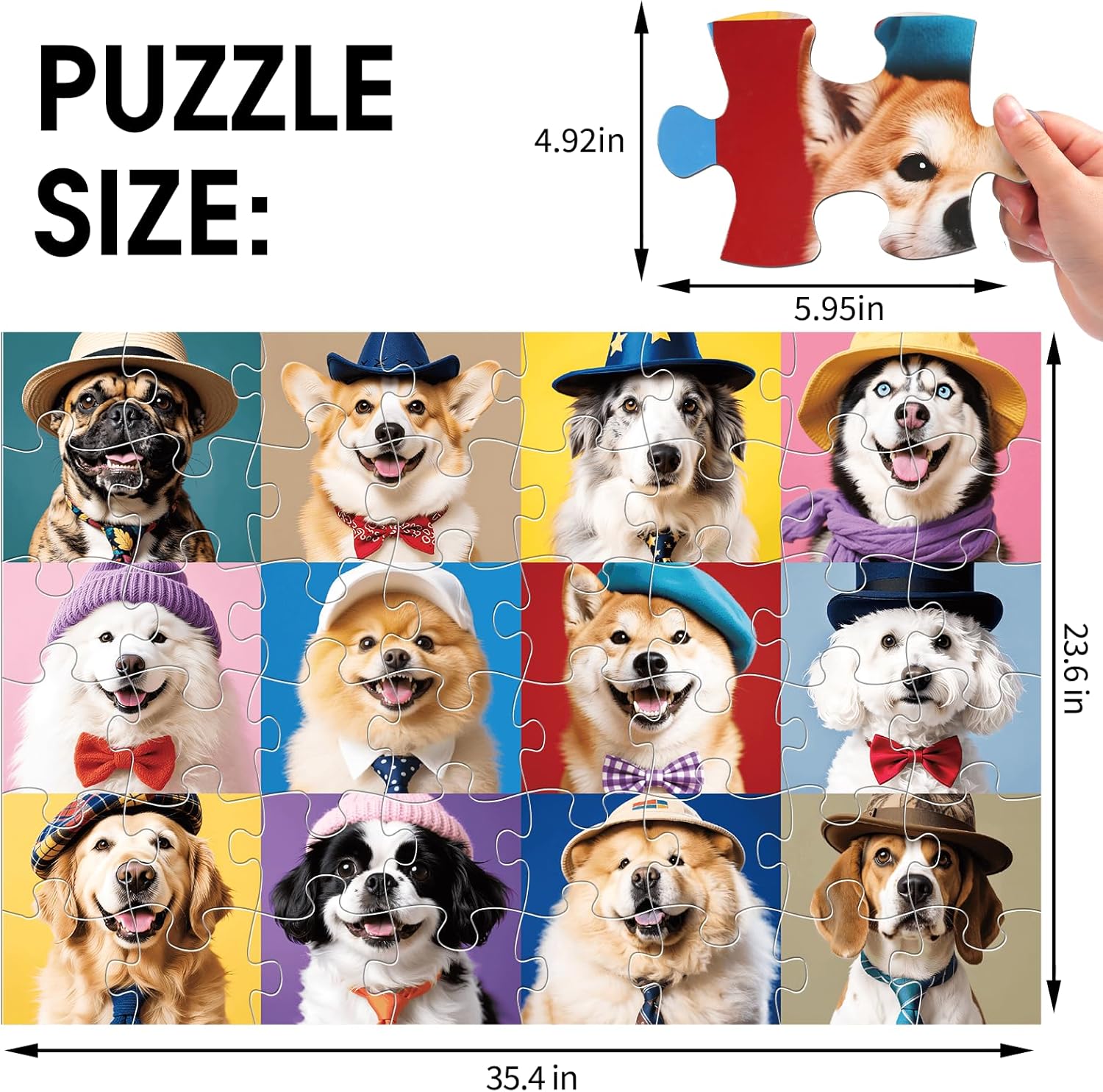 Jumbo Floor Puzzle for Kids,48 Piece Funny Dog Jigsaw Puzzles,Learning Educational Toys for Toddlers Ages 3-5,Puppy Theme Puzzles Children Gift for Boy Girl Ages 4-8